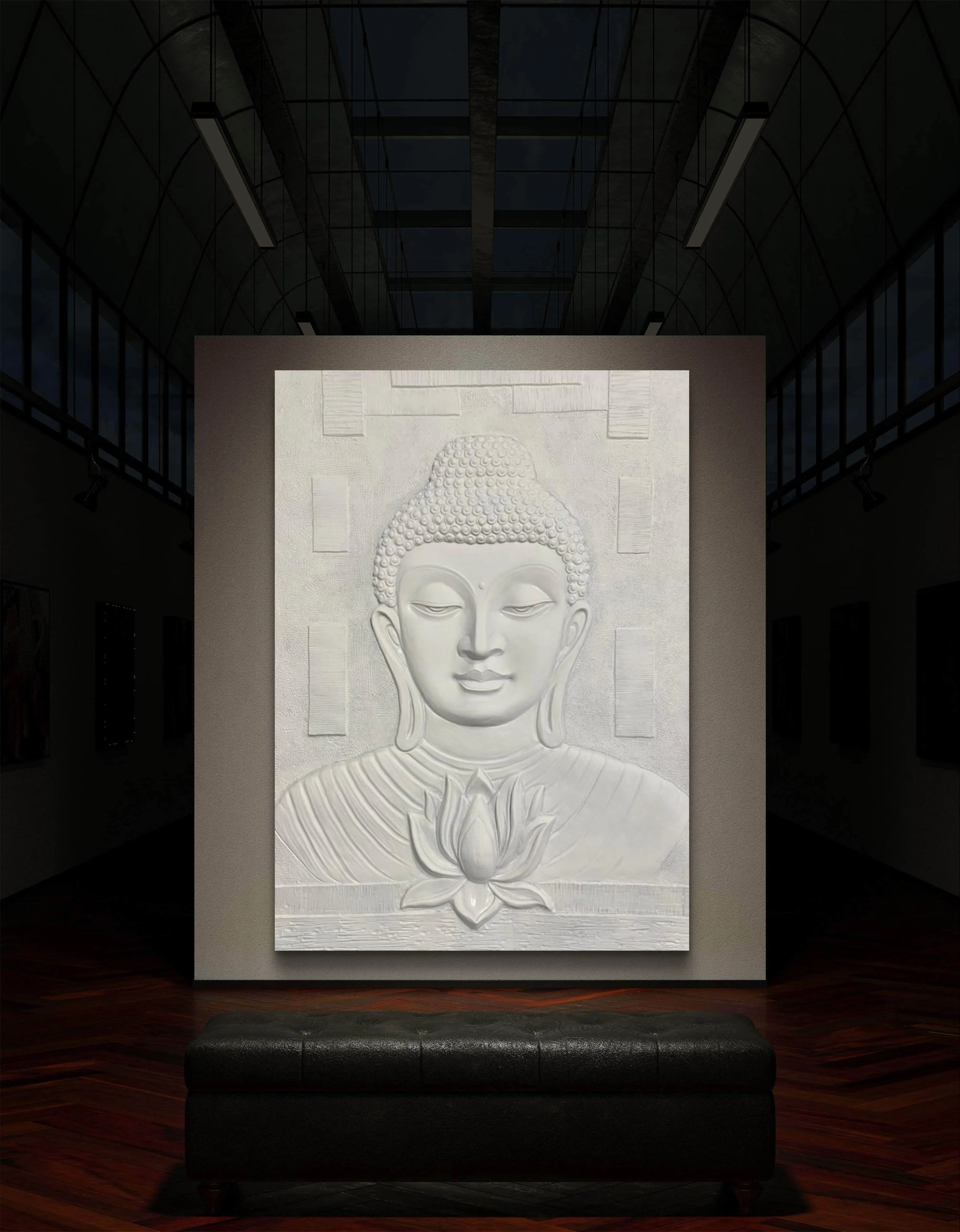 7x5 feet | Buddha with Lotus 3D Wall Mural | Handcrafted Relief Sculpture | Ready to Hang - Image 3