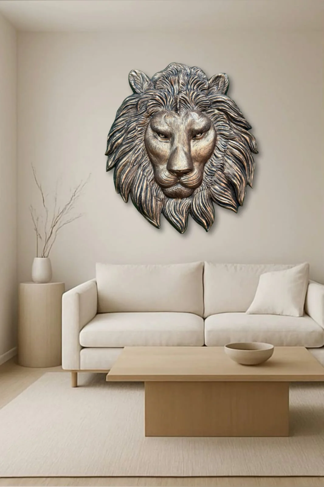 Lion Face 3D Wall Art Sculpture (3x3 Feet) - Image 2
