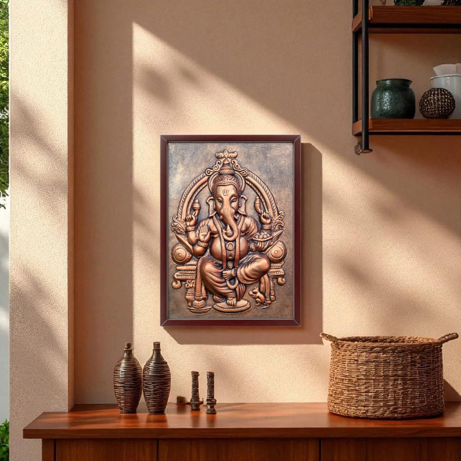 20x15 inch | Ganesha 3D Relief Wall Mural | Handcrafted Wall Art | Perfect for gifting - Image 3