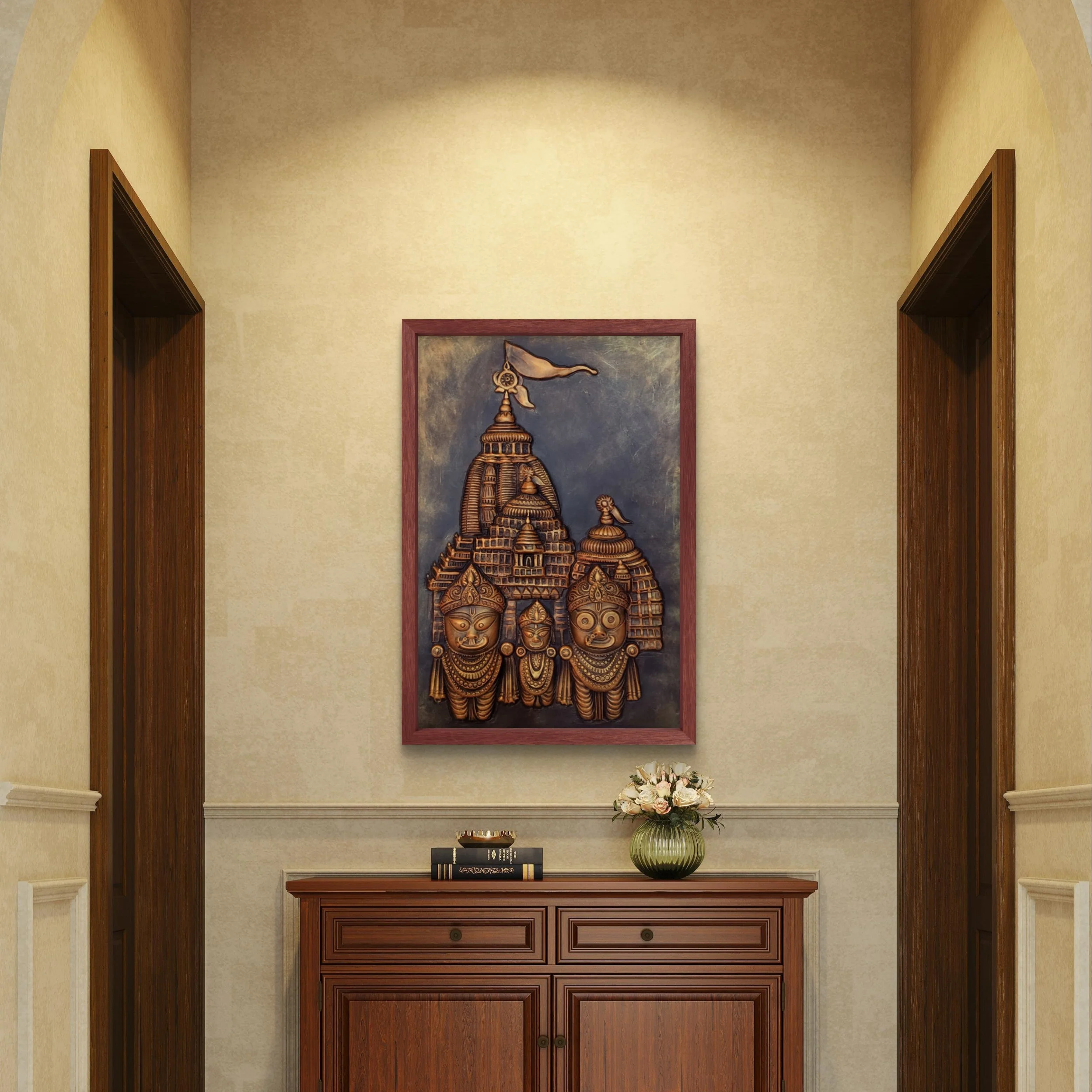 Lord Jagannath 3D Mural Wall Art – Large Size 3x2 Feet | Available in Golden, Bronze & White | Elevated Relief Sculpture - Image 4