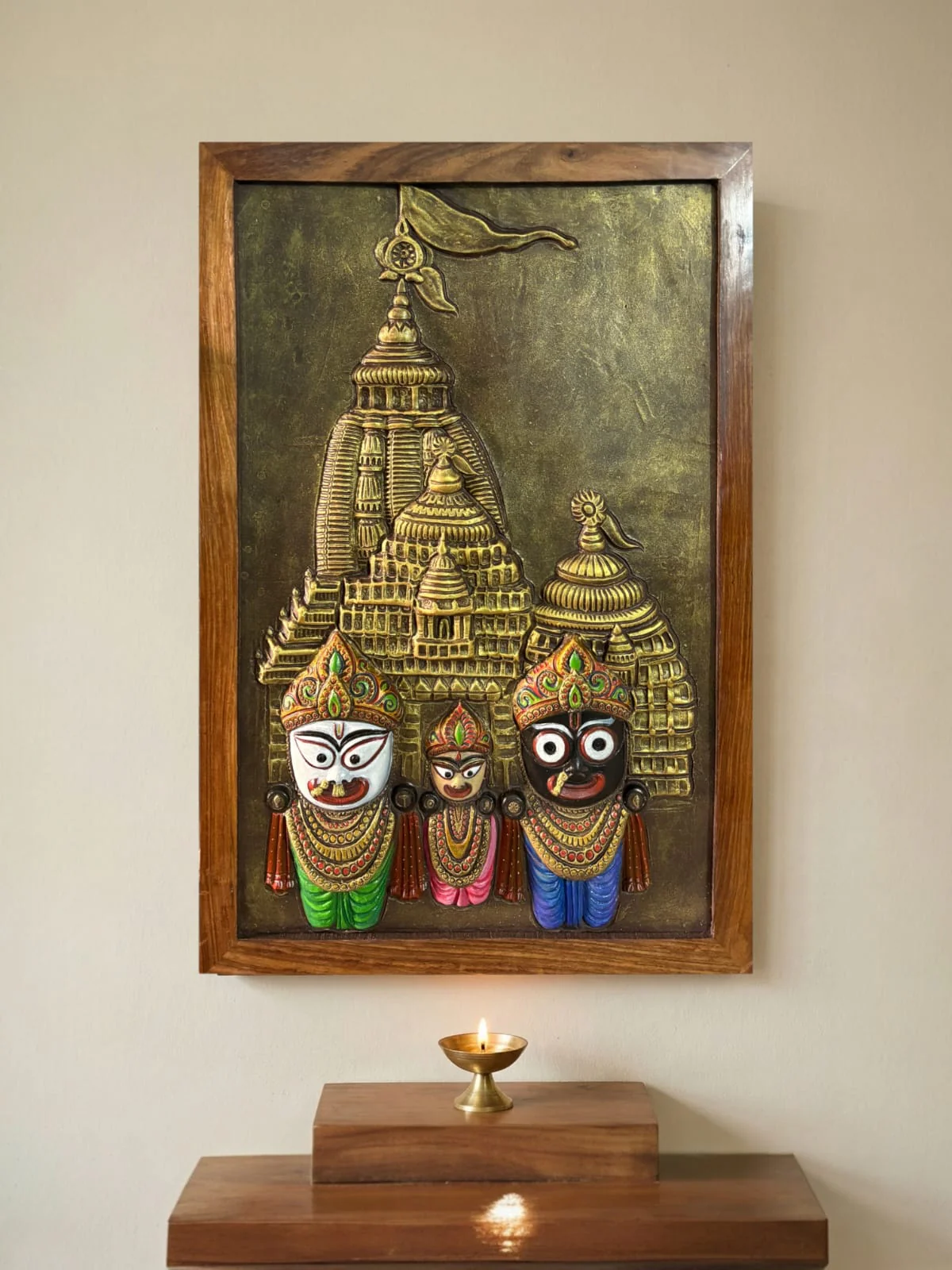 Lord Jagannath 3D Mural Wall Art – Large Size 3x2 Feet | Available in Golden, Bronze & White | Elevated Relief Sculpture - Image 7