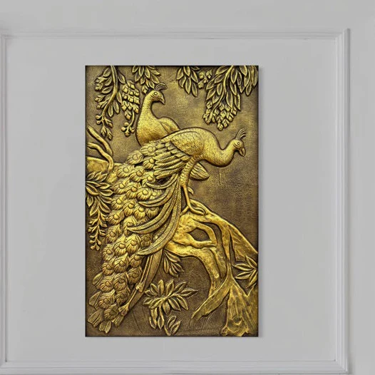 Peacock 3D Relief Mural Wall Art (3x2 Feet)