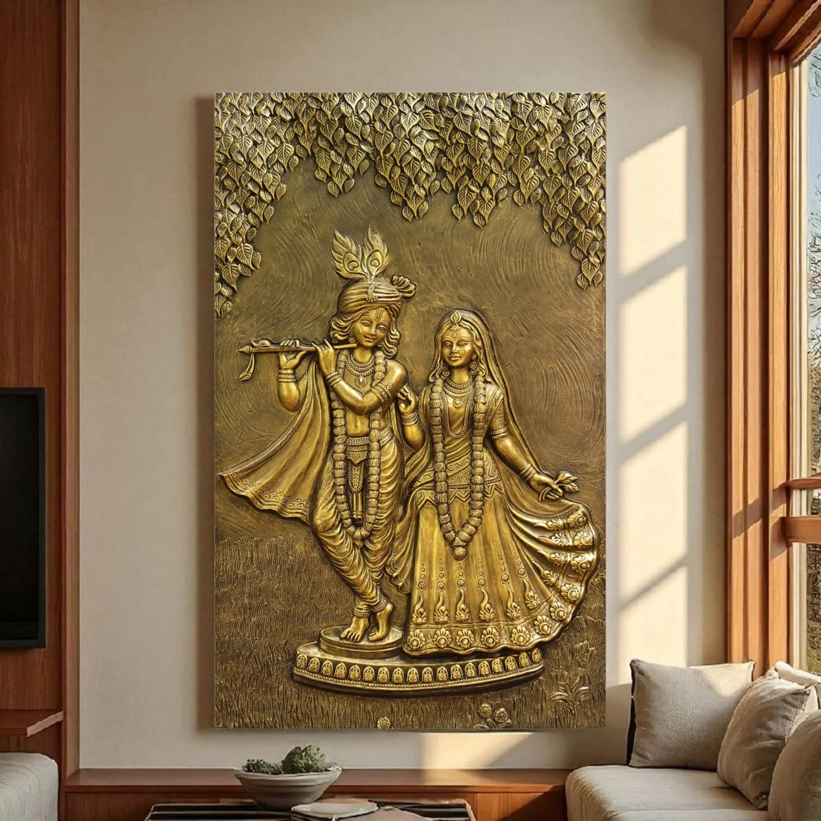 Radha Krishna 3D Wall Art Sculpture (5 × 3 Feet)