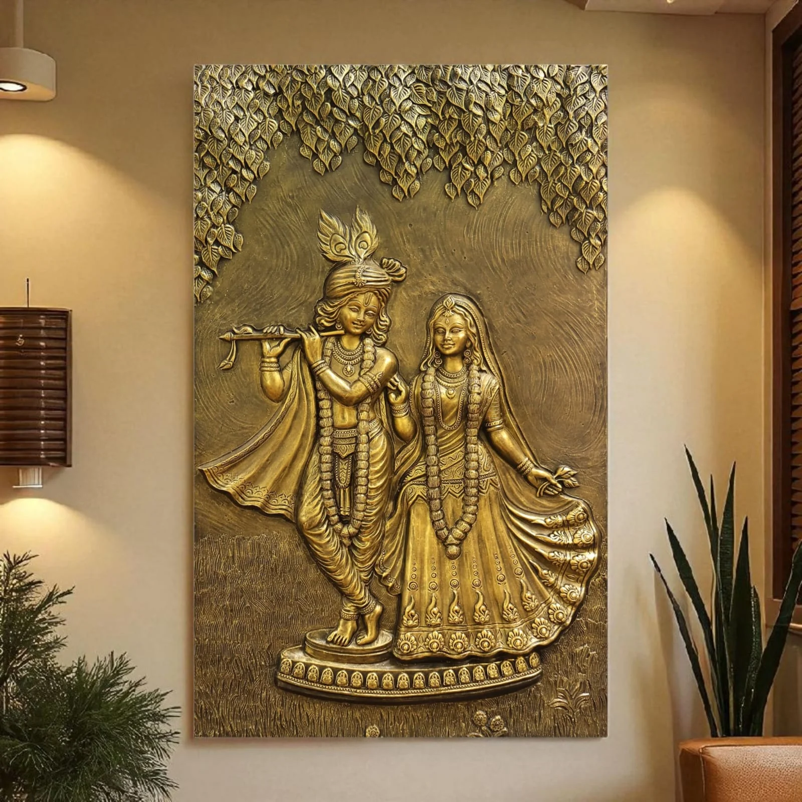 Radha Krishna 3D Wall Art Sculpture (5 × 3 Feet) - Image 2