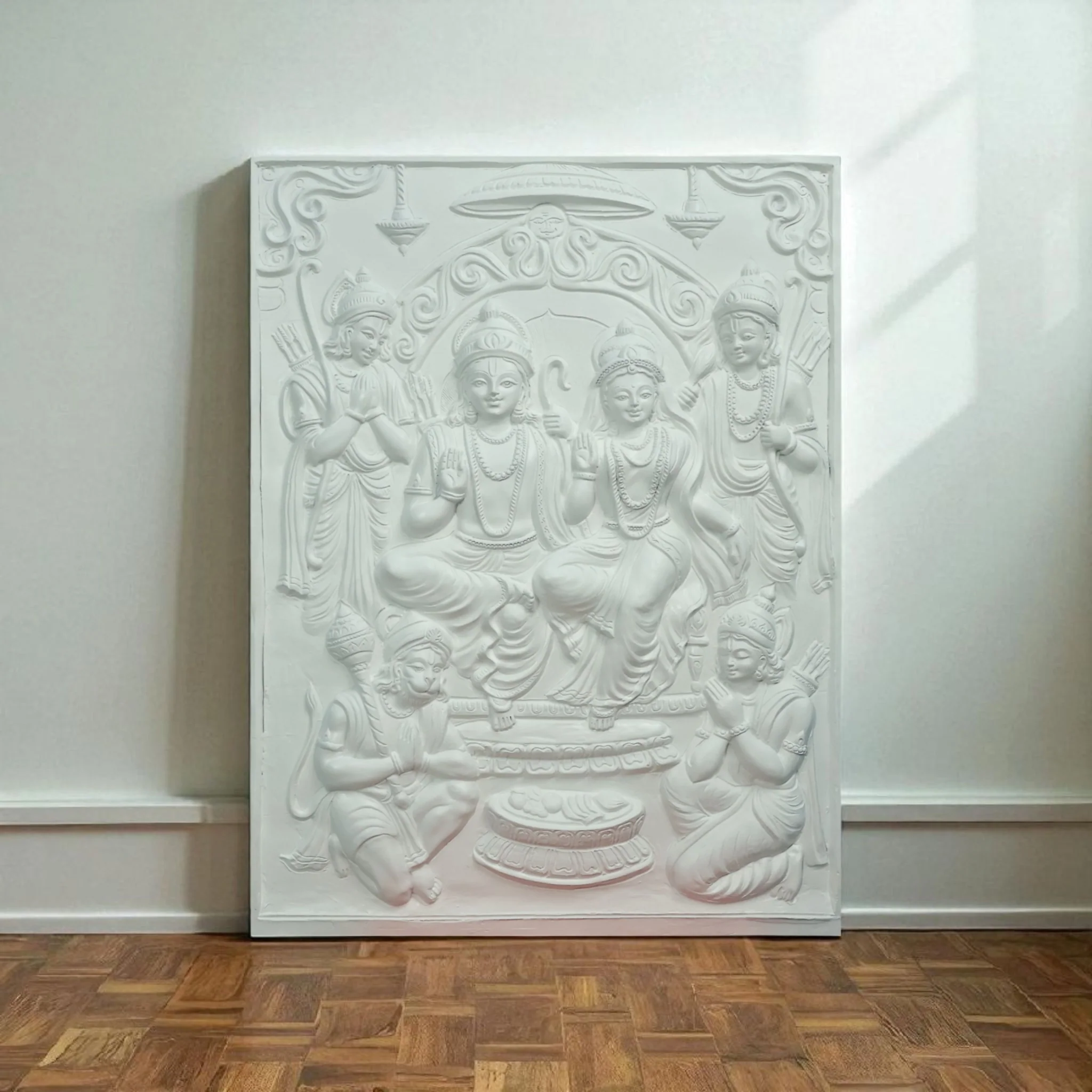 Ram Darbar 3D Relief Mural – 4x3 Feet | Divine Elegance in Bronze, Golden & White - Image 3
