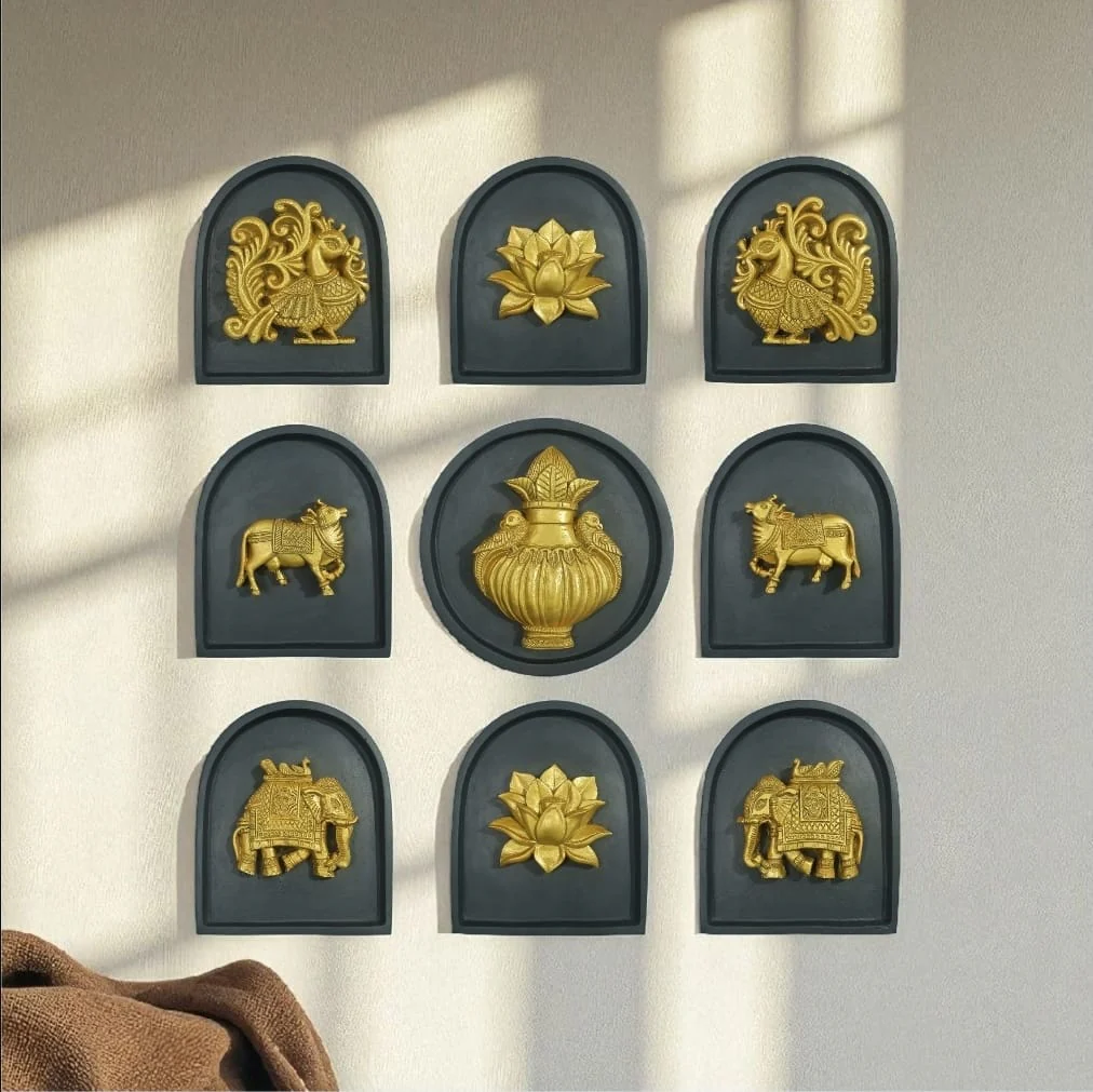 Set of 9 Decorative Wall Motifs – Traditional Indian Art Wall Décor - Image 3