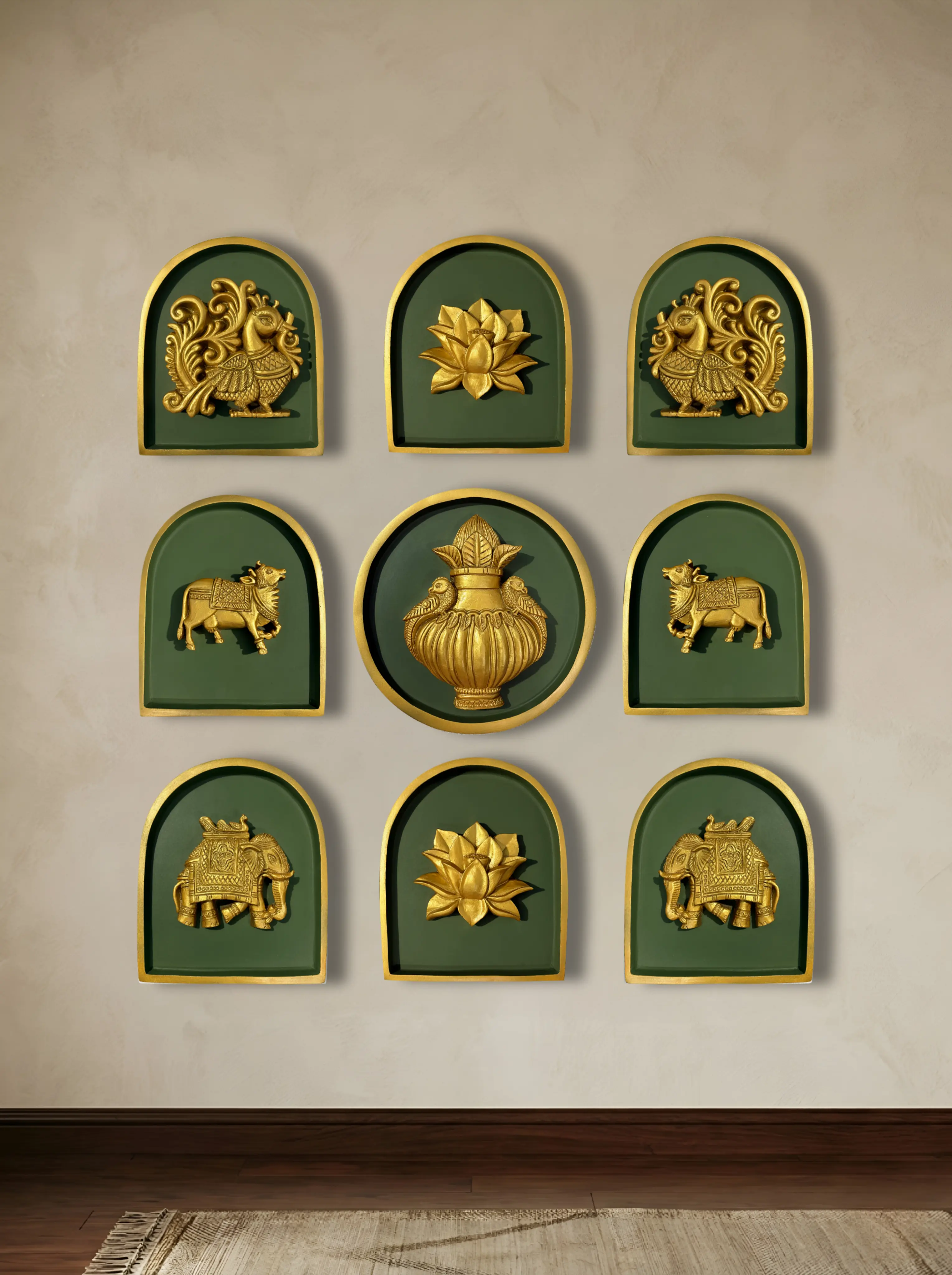 Set of 9 Decorative Wall Motifs – Traditional Indian Art Wall Décor - Image 6