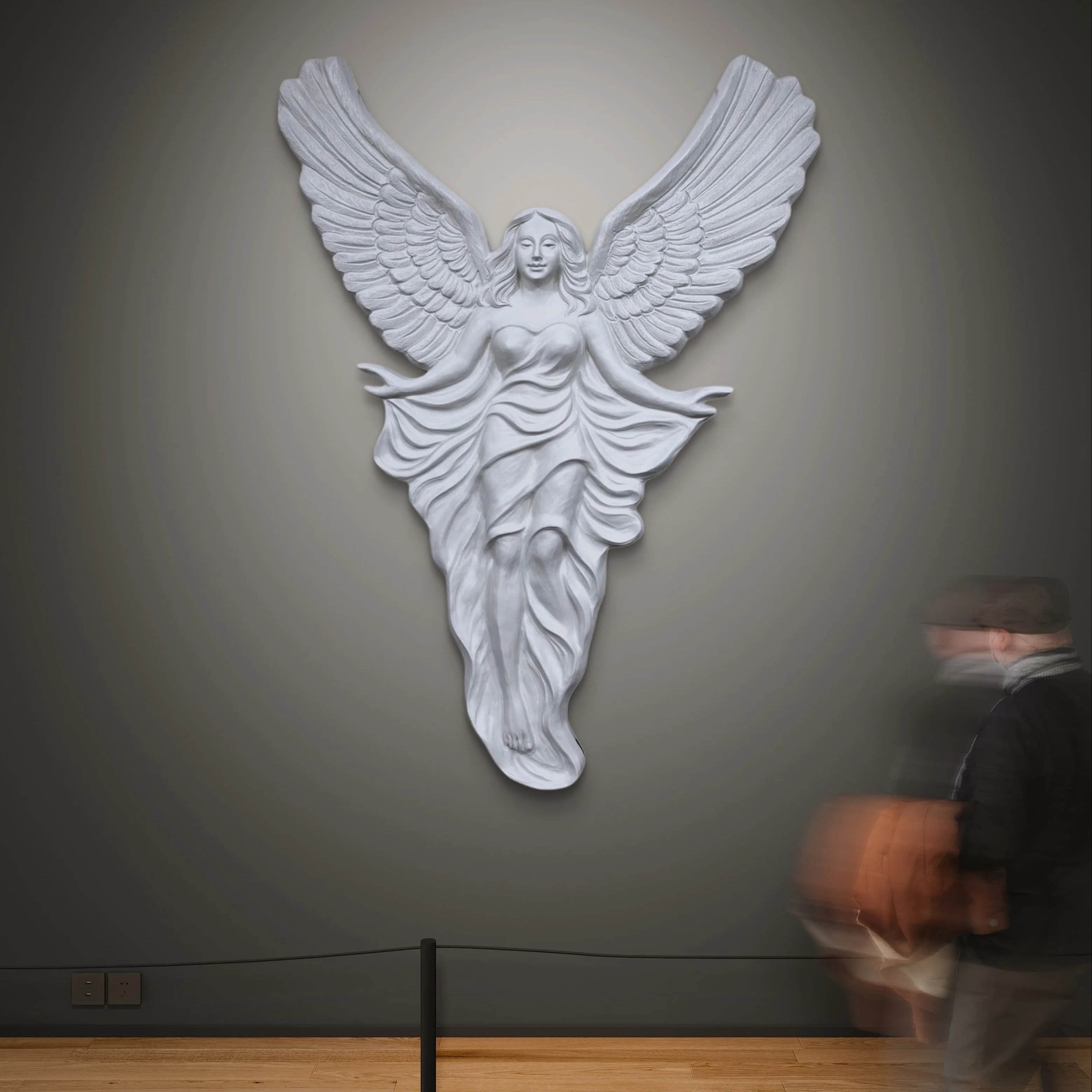 Soar with Divine Beauty: Majestic 7x5 ft Angel with Wings Wall Art - Image 2