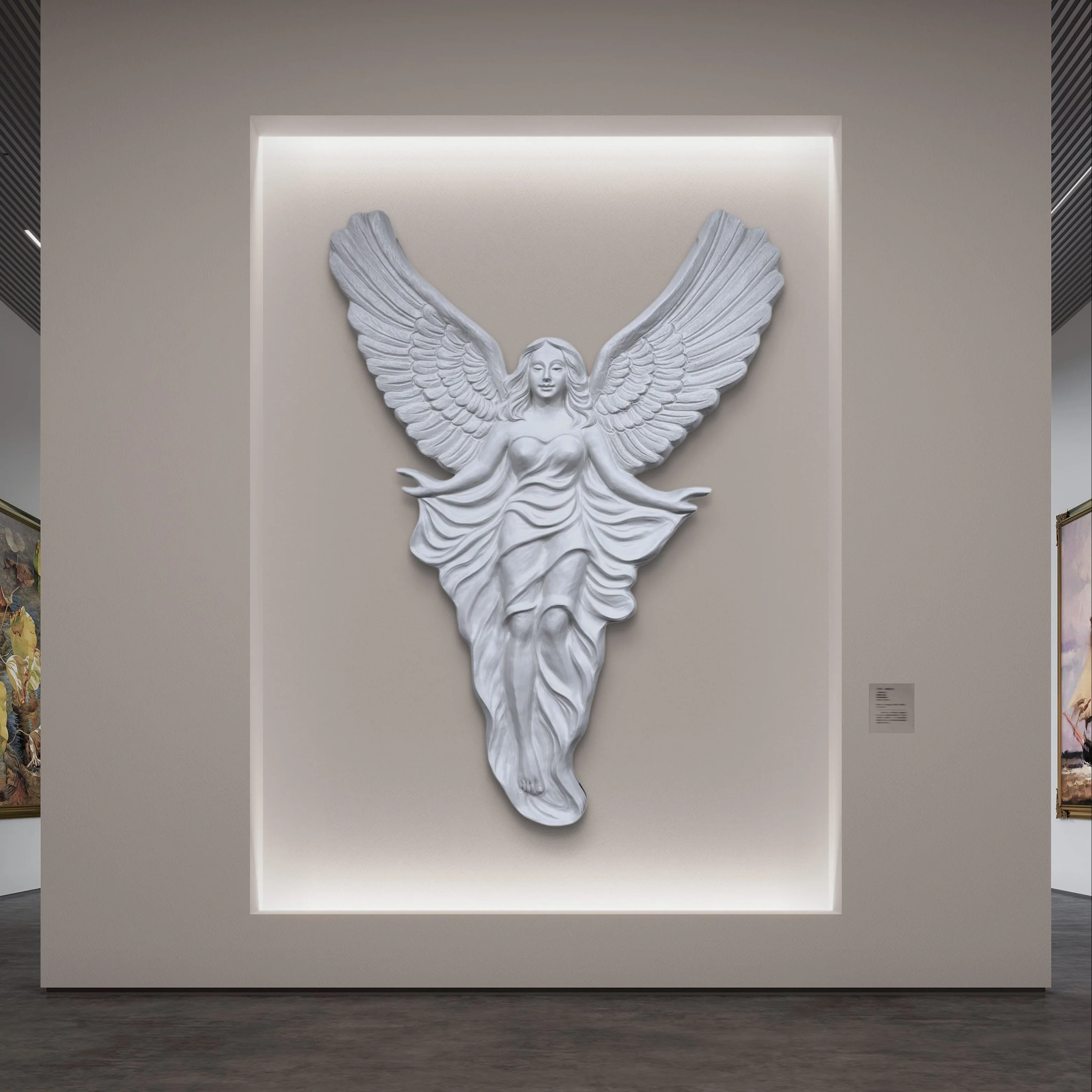Soar with Divine Beauty: Majestic 7x5 ft Angel with Wings Wall Art - Image 3
